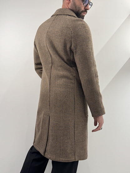 Cappotto Out/Fit in trama pied de poule marrone