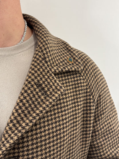 Cappotto Out/Fit in trama pied de poule marrone