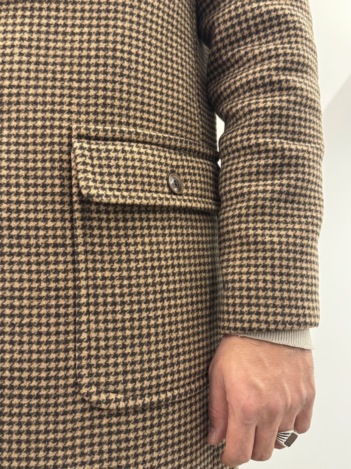 Cappotto Out/Fit in trama pied de poule marrone