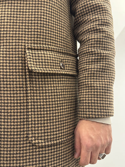 Cappotto Out/Fit in trama pied de poule marrone