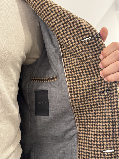 Cappotto Out/Fit in trama pied de poule marrone