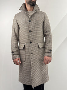 Cappotto Out/Fit in trama pied de poule beige