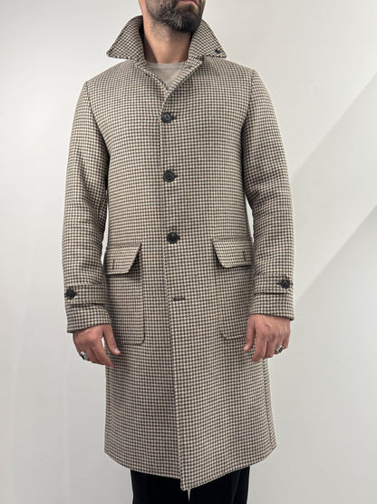 Cappotto Out/Fit in trama pied de poule beige