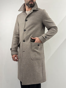 Cappotto Out/Fit in trama pied de poule beige