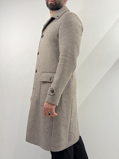 Cappotto Out/Fit in trama pied de poule beige