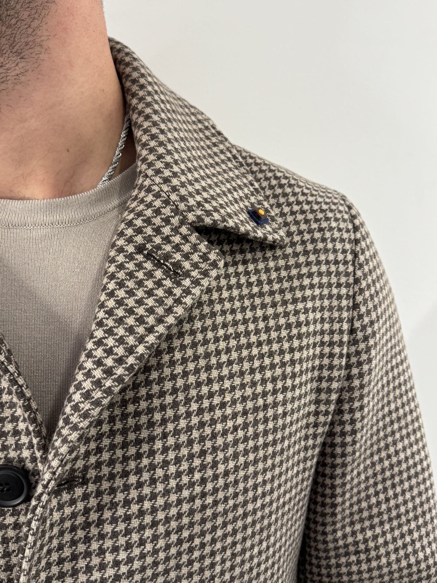 Cappotto Out/Fit in trama pied de poule beige