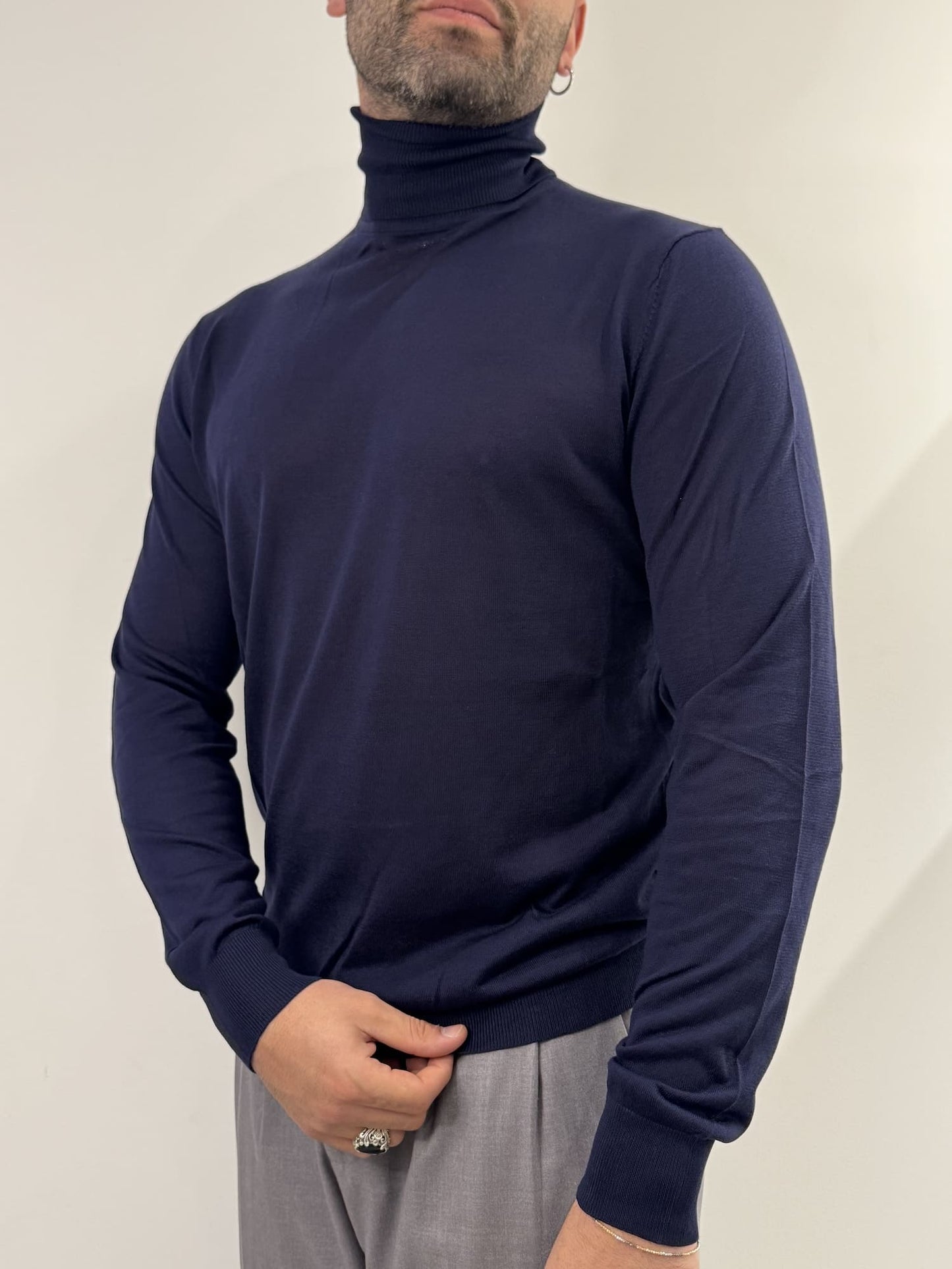 Dolcevita Out/Fit in misto seta Blu Navy