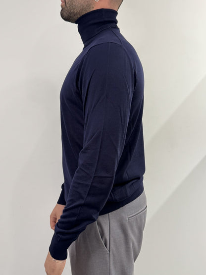 Dolcevita Out/Fit in misto seta Blu Navy