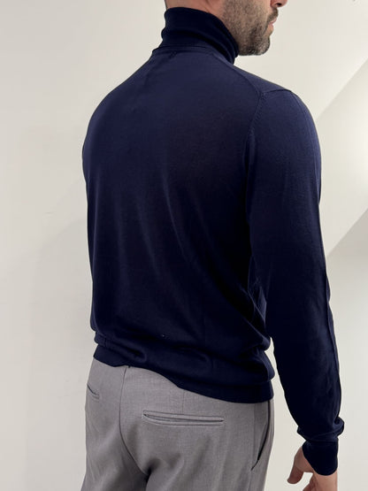 Dolcevita Out/Fit in misto seta Blu Navy