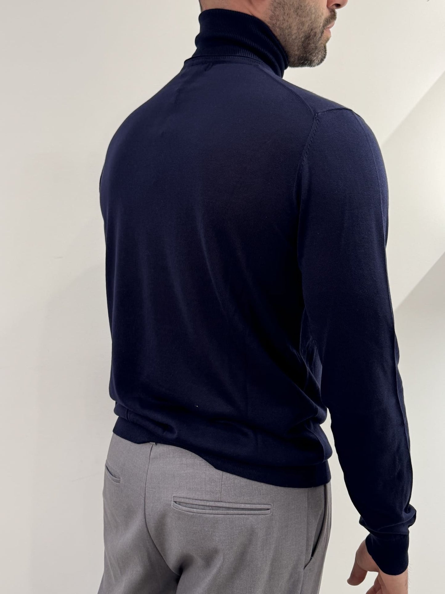 Dolcevita Out/Fit in misto seta Blu Navy