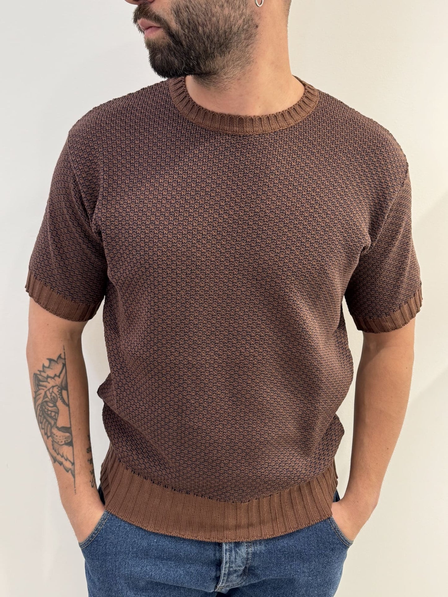 T-shirt in maglia tramata