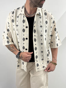 Camicia a manica corta a fantasia