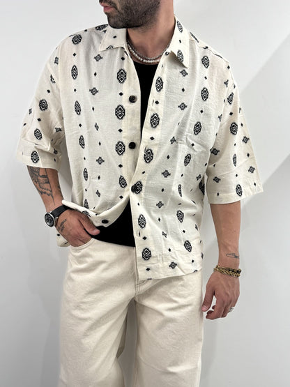 Camicia a manica corta a fantasia