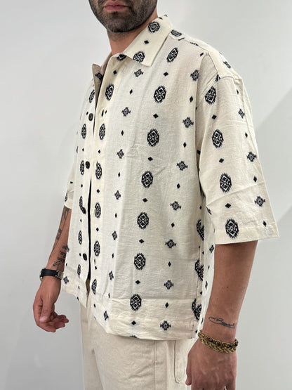 Camicia a manica corta a fantasia