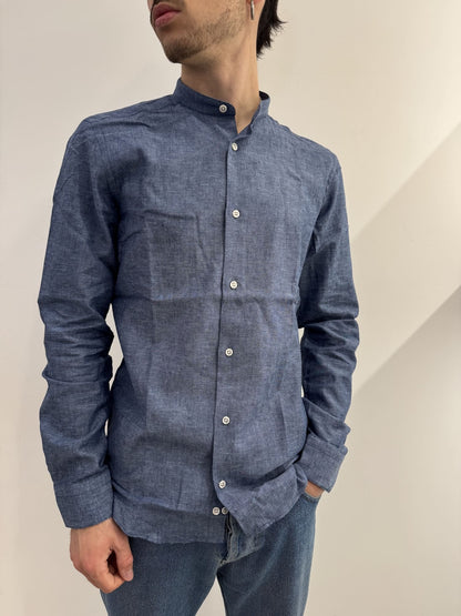 Camicia collo coreana in lino