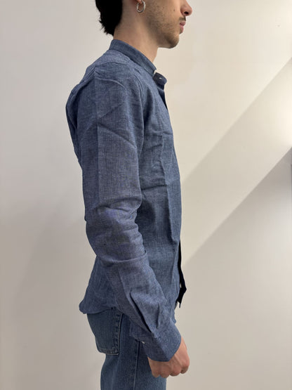 Camicia collo coreana in lino