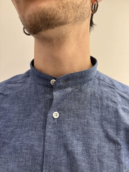 Camicia collo coreana in lino