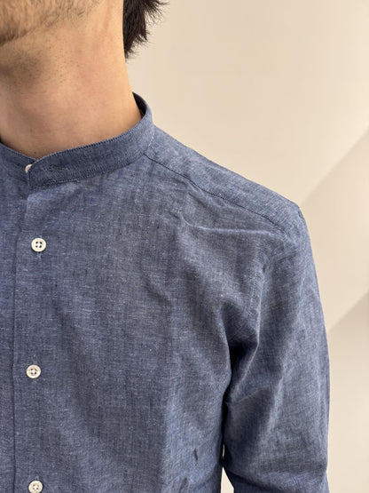 Camicia collo coreana in lino