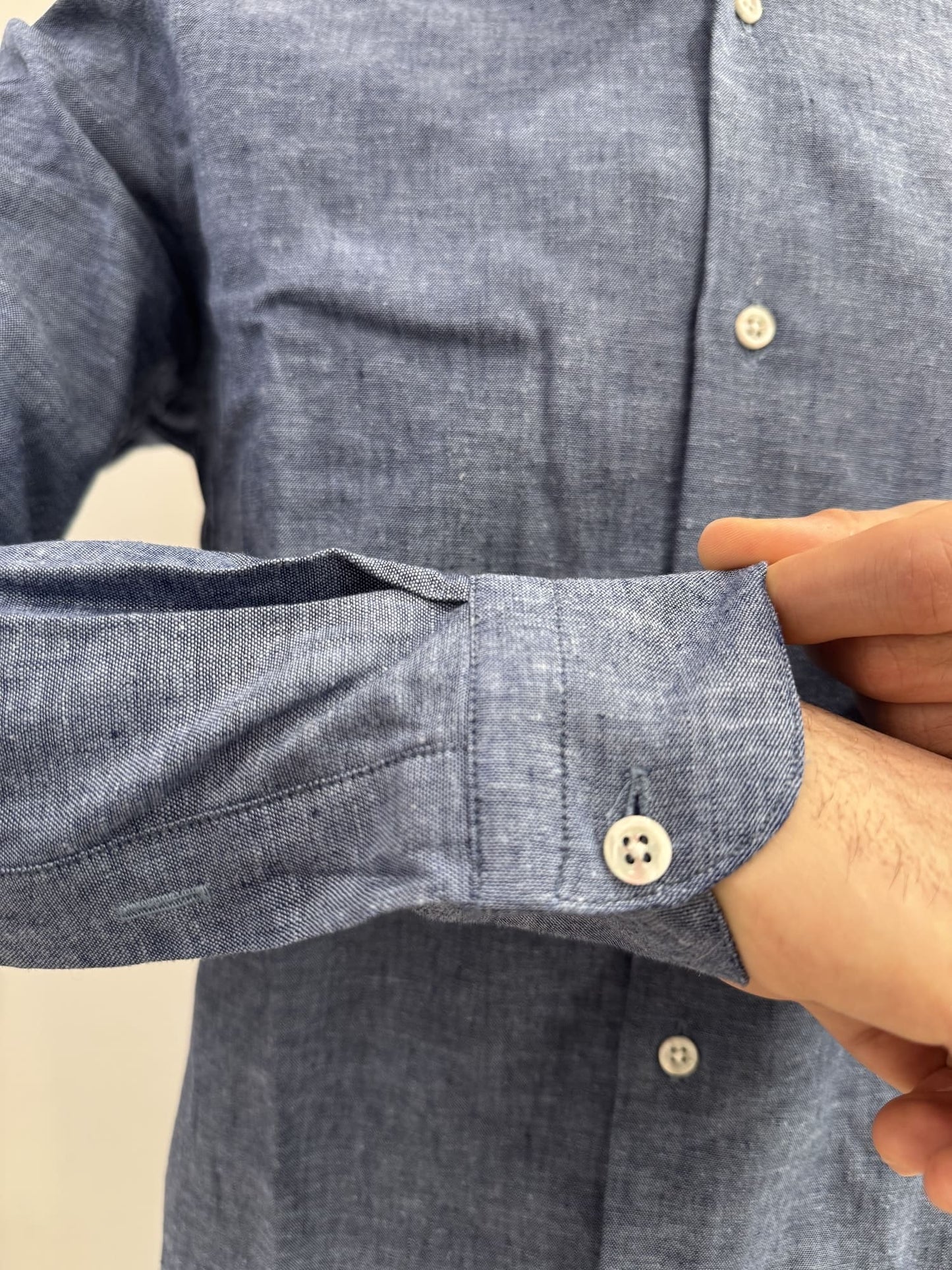 Camicia collo coreana in lino