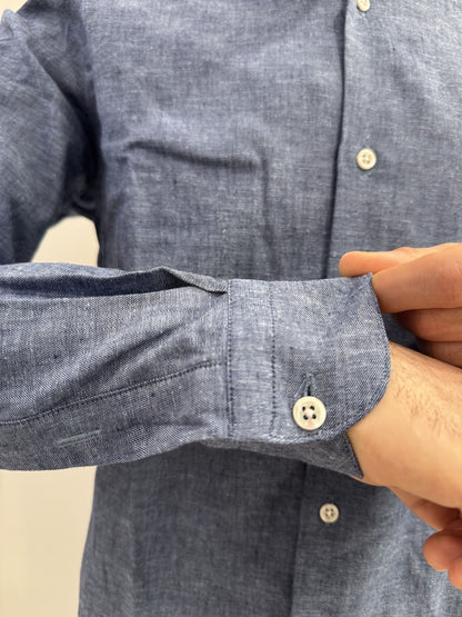 Camicia collo coreana in lino