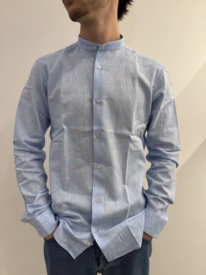Camicia collo coreana in lino