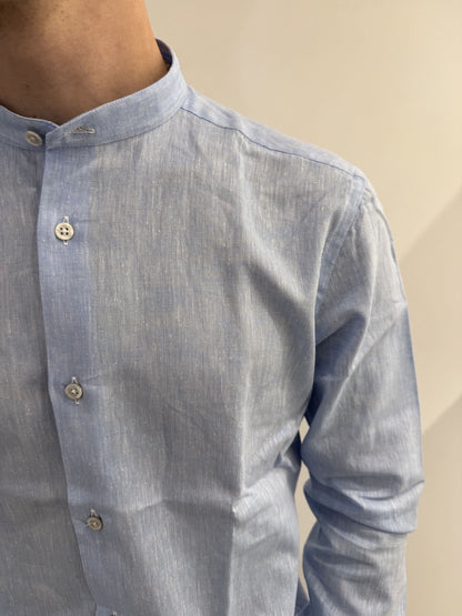 Camicia collo coreana in lino