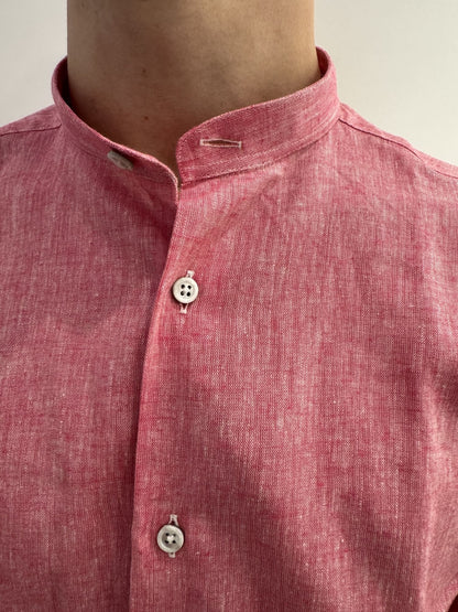 Camicia collo coreana in lino
