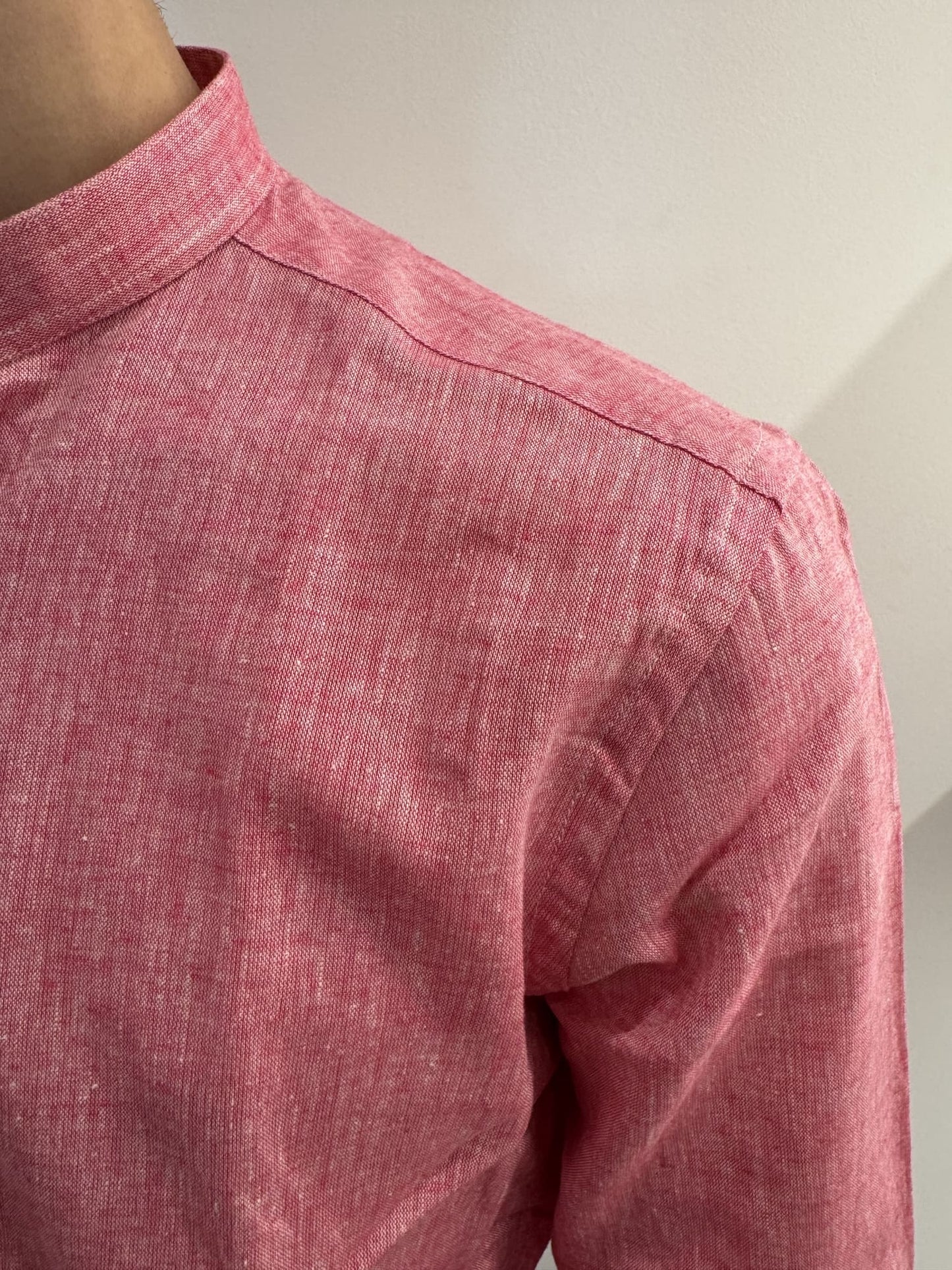 Camicia collo coreana in lino