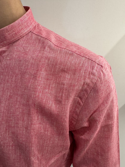 Camicia collo coreana in lino