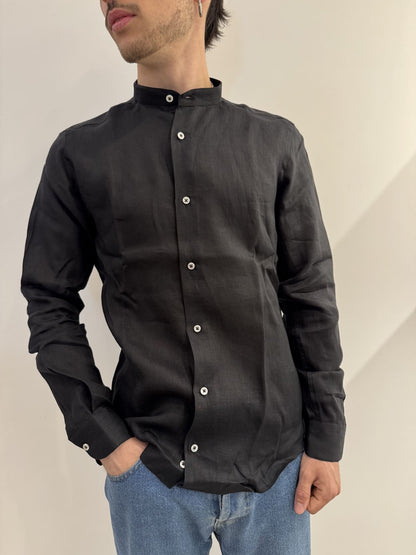 Camicia collo coreana in lino