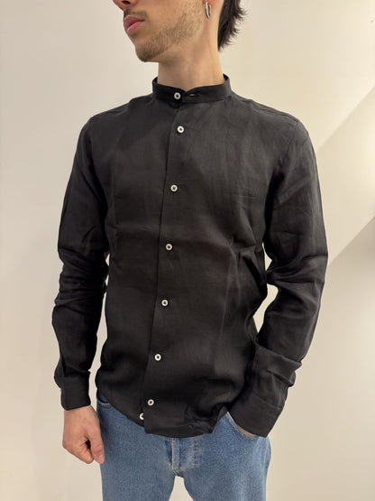 Camicia collo coreana in lino