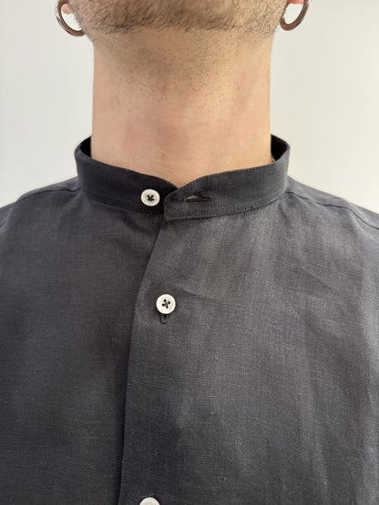 Camicia collo coreana in lino