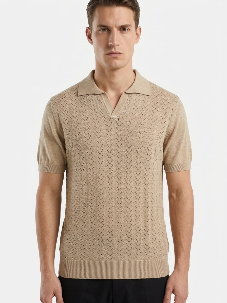 Polo in filo senza bottoni in cotone