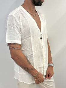 Camicia senza collo scollo a V