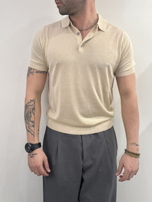 Polo Out/Fit in misto seta sabbia