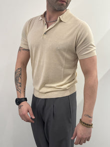 Polo Out/Fit in misto seta sabbia