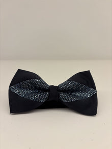 Papillon raso blu motivo strass blu