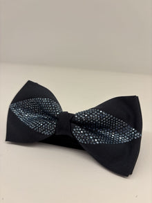 Papillon raso blu motivo strass blu