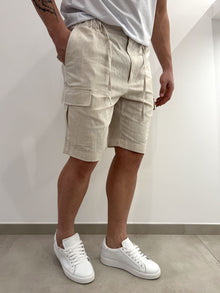 Bermuda con laccetto in misto lino