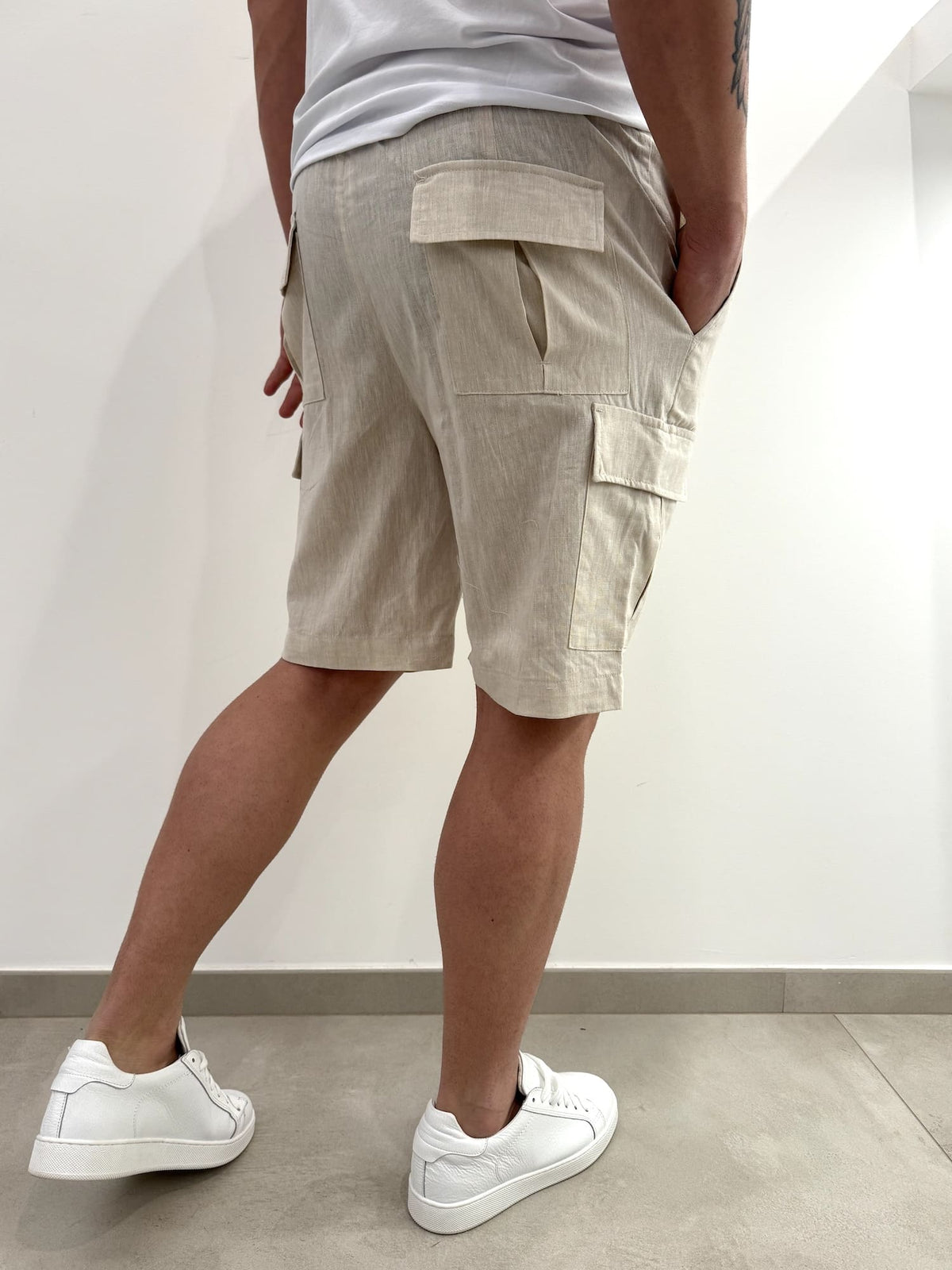 Bermuda con laccetto in misto lino