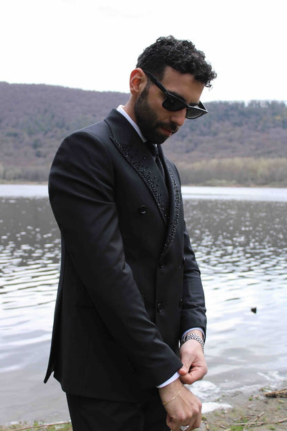 Abito mulish con rever con perline