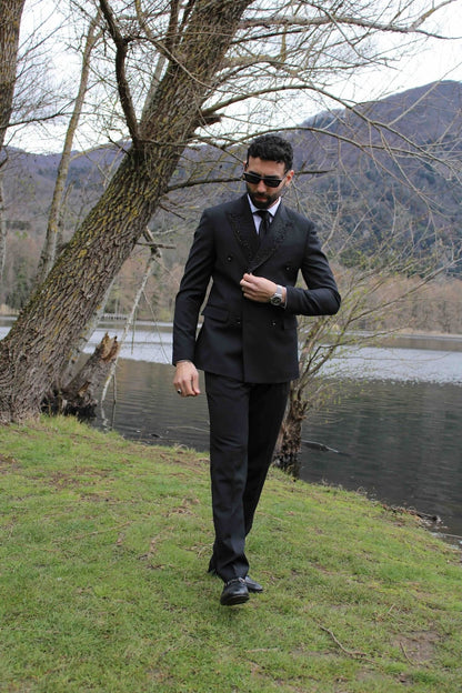 Abito mulish con rever con perline