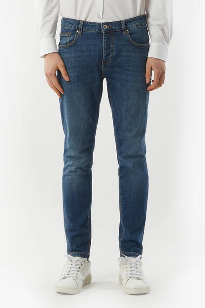Jeans 5 tasche slim fit lavaggio blu medio