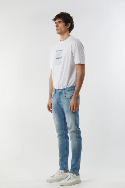 Jeans 5 tasche slim fit lavaggio chiaro