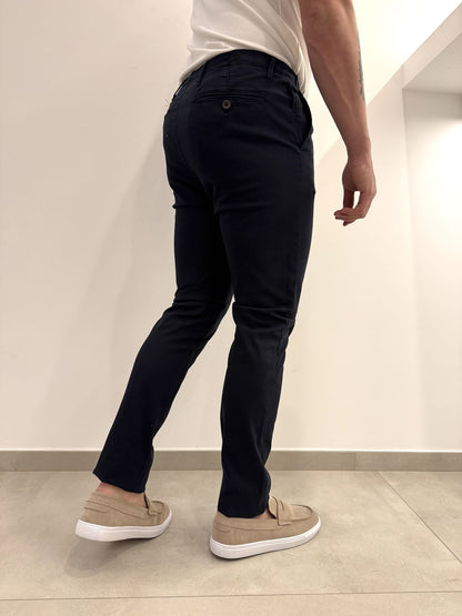 Pantalone tasca a filo in cotone operato