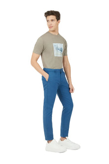Pantaloni chinos slim fit dobby tinto filo Sorbino indaco