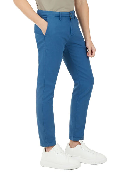 Pantaloni chinos slim fit dobby tinto filo Sorbino indaco