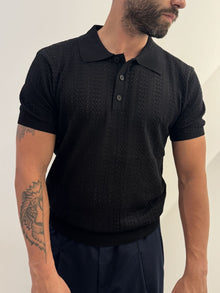 Polo lavorata in misto cotone