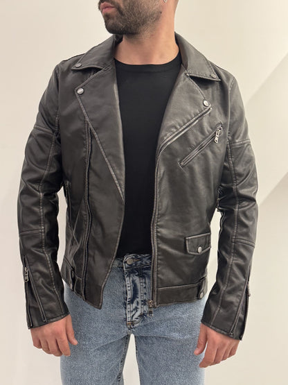 Giubotto in Pelle Stile Chiodo