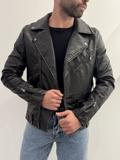 Giubotto in Pelle Stile Chiodo